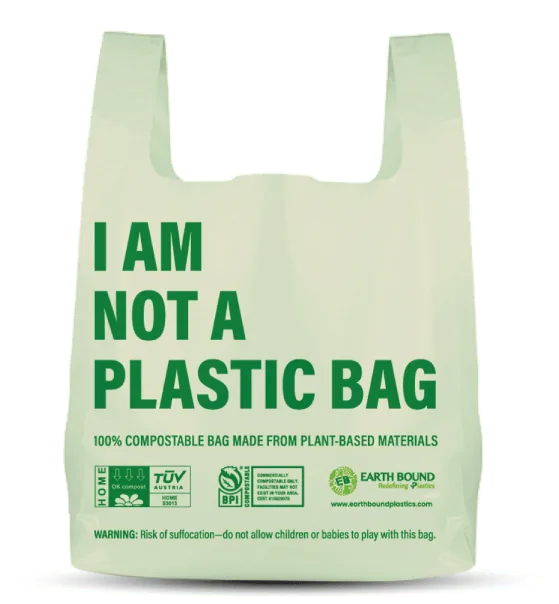 Compostable carry bag with custom eco-friendly branding