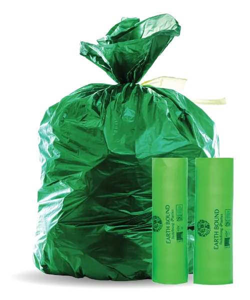 Filled and tied compostable garbage bag